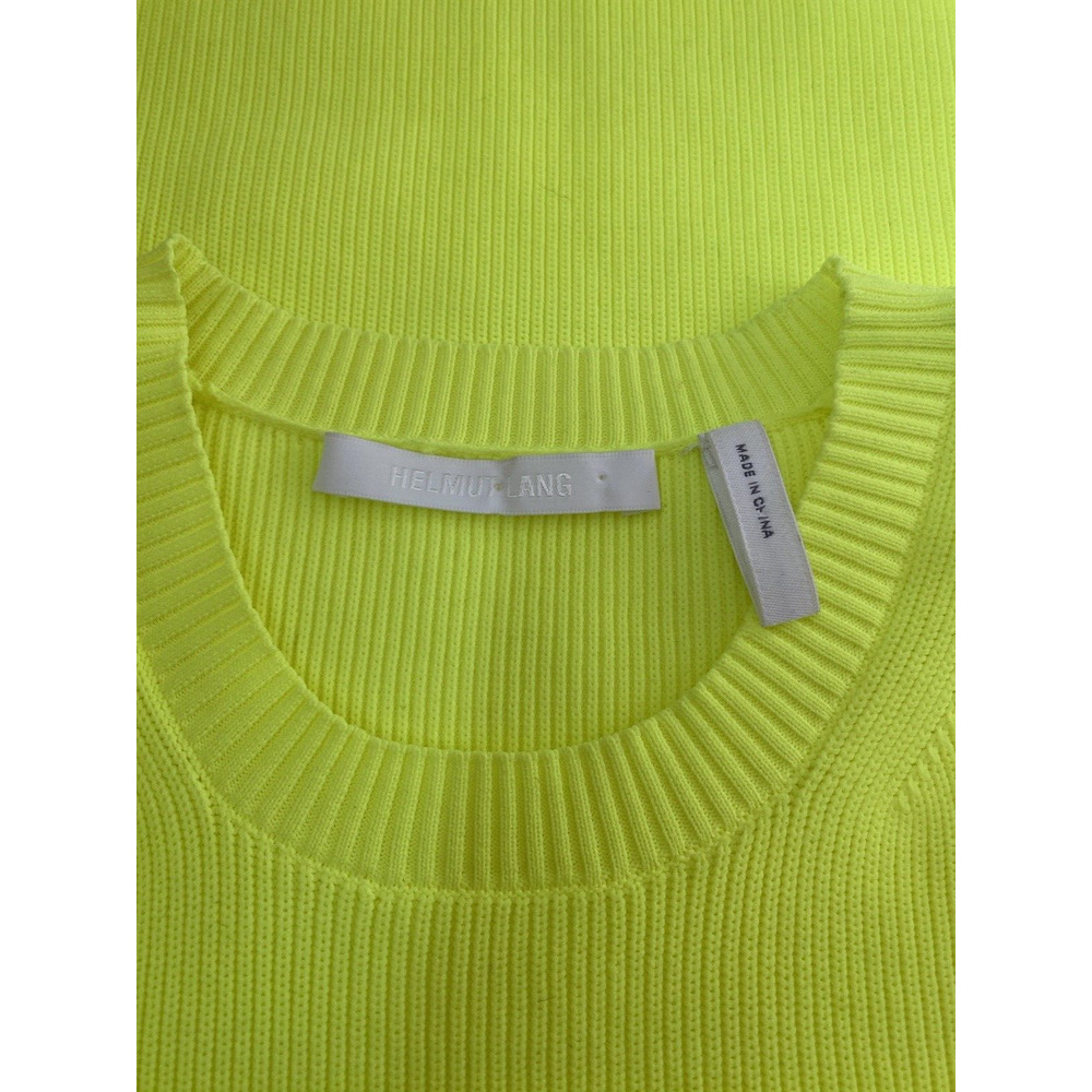 Helmut Lang Neon Yellow Mini Dress Ribbed Knit Sheath Short Sleeve Crew … - Picture 7 of 7